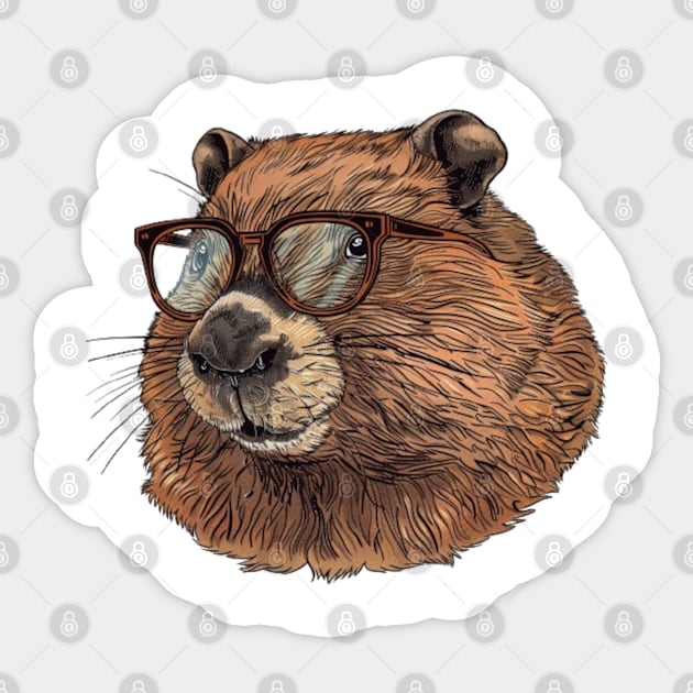 Beaver Brainiac: The Hipster Lumberjack Tee Sticker by Carnets de Turig